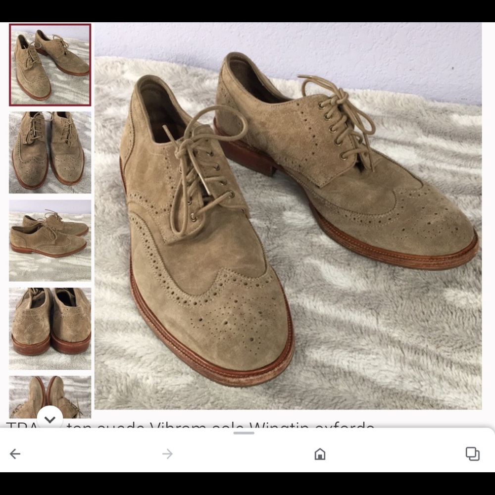 One pair men’s H.S. Trask nubuck Oxford size 12 shoes; near new condition.